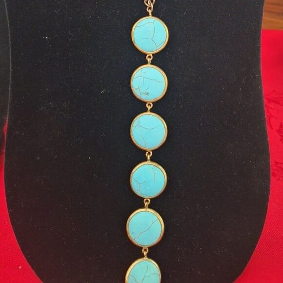 Designer Lena Bernard 24" Gemline Lariat Turquoise Necklace - Picture 5 of 9